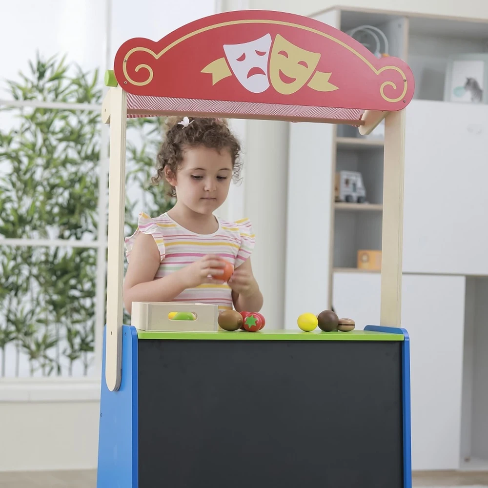 Viga Toys Viga Žaislai 2-in-1 Teatras ir Maisto Parduotuvė