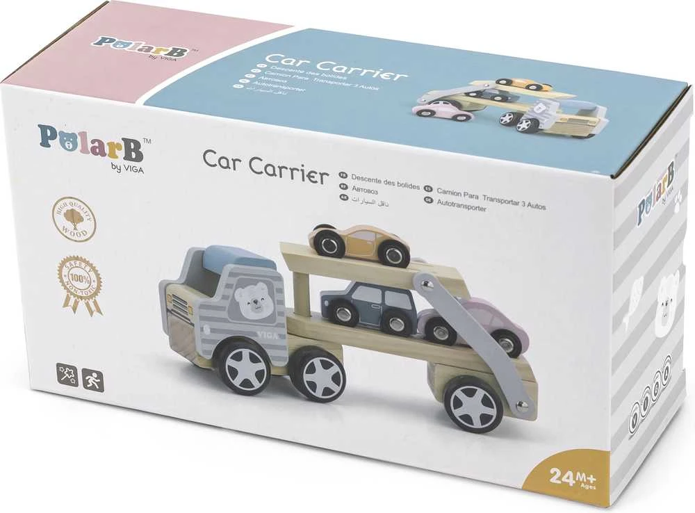 VIGA Medinė automobilių pervežimo priemonė su automobiliukais