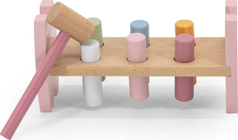 Viga Medinė Paspaudimo Žaislas Su Plaktuku Lapė Montessori