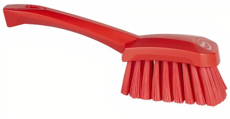 Vikan Indų plovimo šepetys, 27 cm, raudonas, poliesteris/PP/nerūdijantis plienas, su trumpa rankena, minkštas (41984)