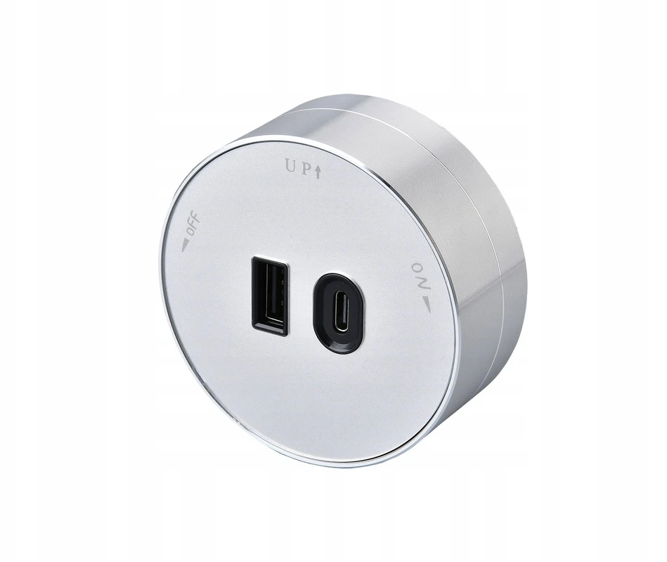 Viking lizdo modulis A60 1x USB-A 1x USB-C PD sidabrinė