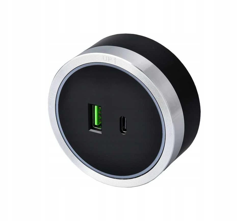 Viking Viking lizdo modulis A60, 1x USB-A, 1x USB-C, PD, sidabriškai juodas