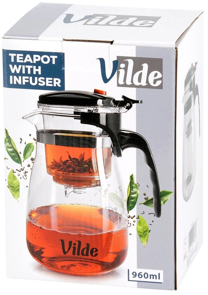 Stiklinis arbatinukas su dviejų etapų filtru Vilde 960 ml