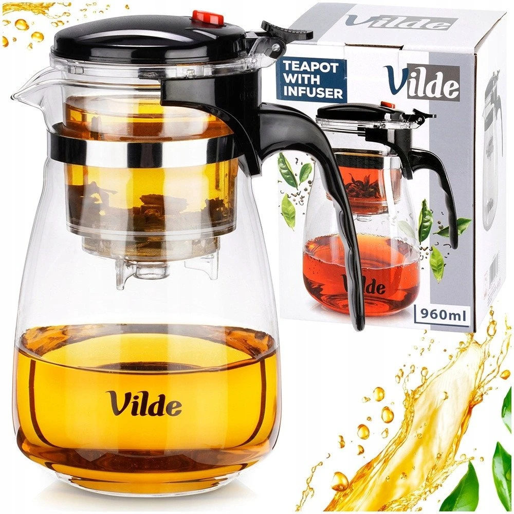 Stiklinis arbatinukas su dviejų etapų filtru Vilde 960 ml
