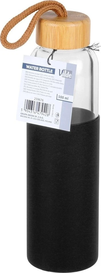 Gertuvė Stiklinis vandens butelis Vilde su silikoniniu dėklu 500 ml