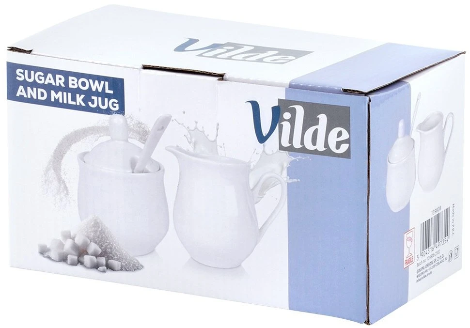 Vilde Porcelianinis cukraus ir pieno indelis 3 dalių baltas
