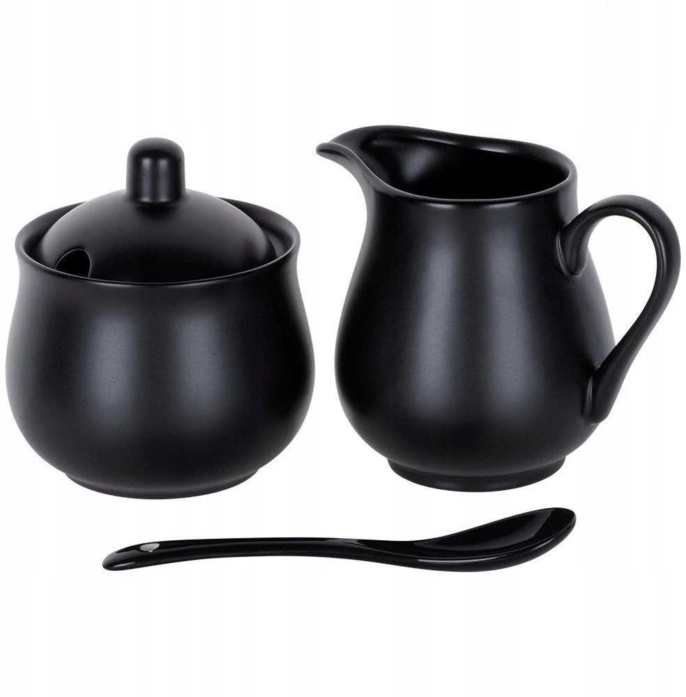 Porcelianinis pieno ir cukraus indelių rinkinys Vilde 150 ml juodas