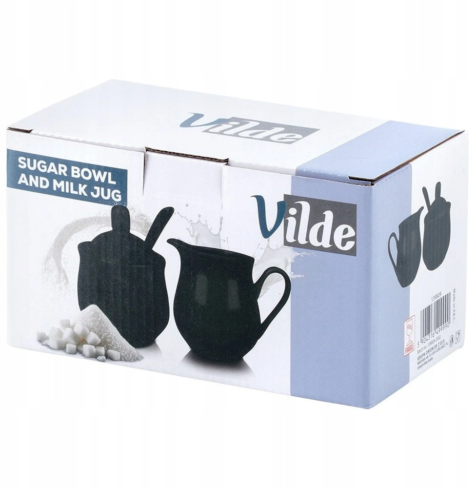 Porcelianinis pieno ir cukraus indelių rinkinys Vilde 150 ml juodas