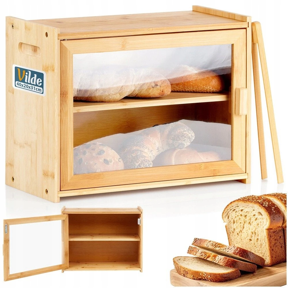 Bambukinė duoninė Vilde su žnyplėmis 40x20x31 cm