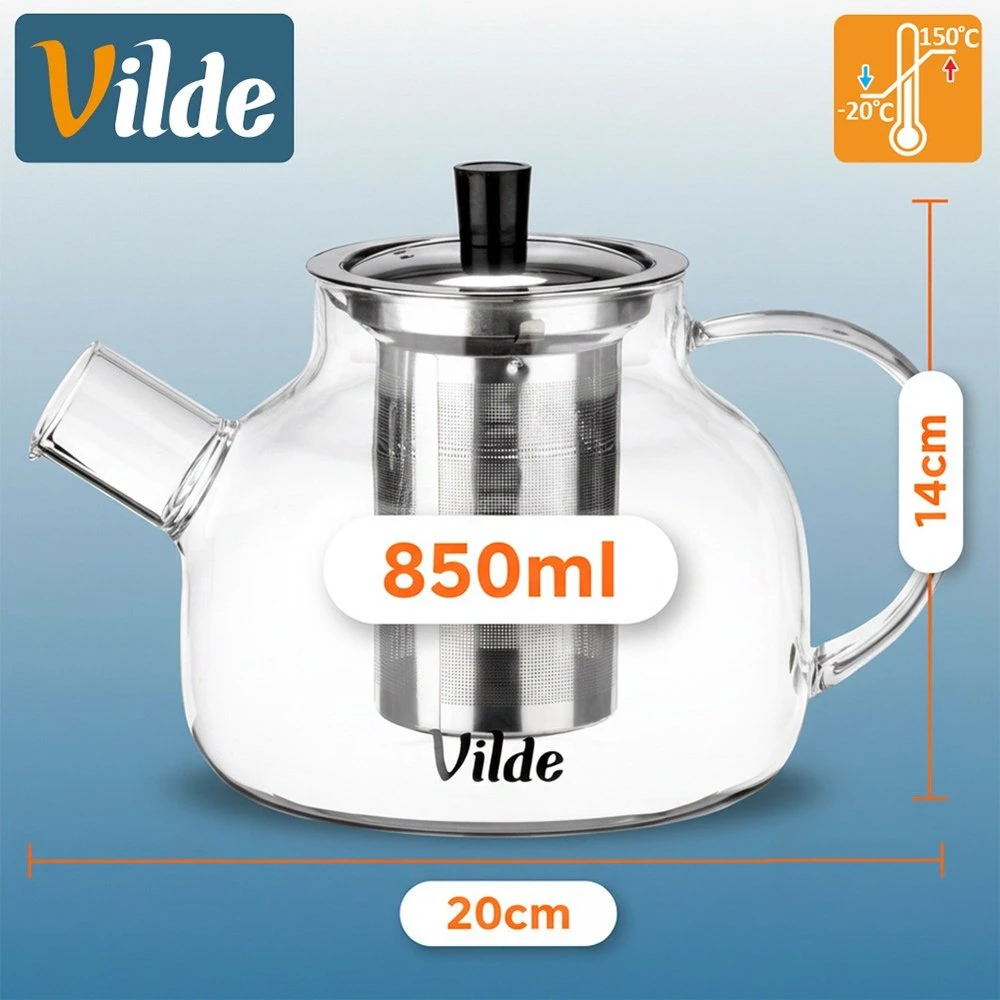 Arbatinukas su nerūdijančio plieno sieteliu Vilde 850 ml