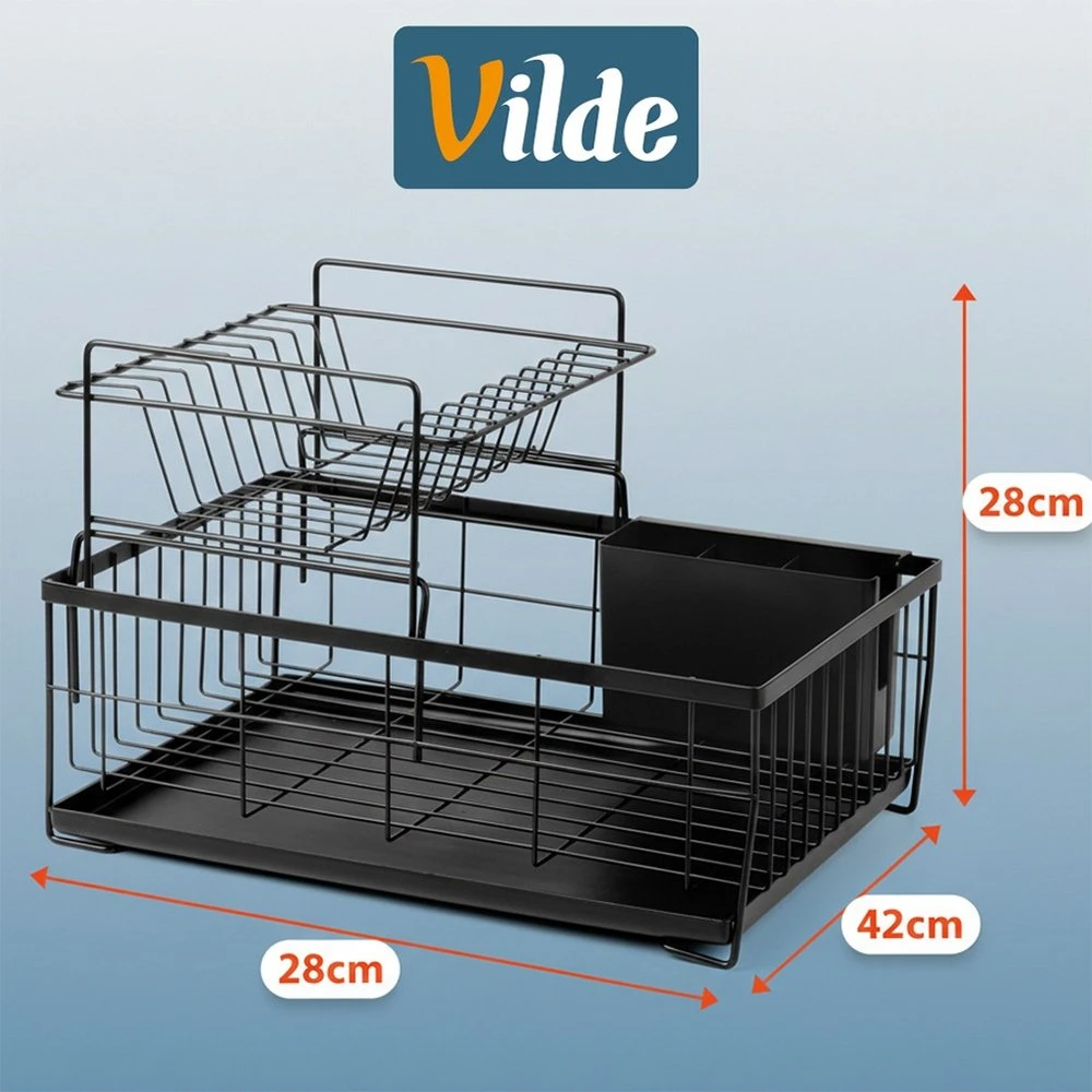 Dviejų aukštų indų džiovyklė Vilde 42x28x28 cm