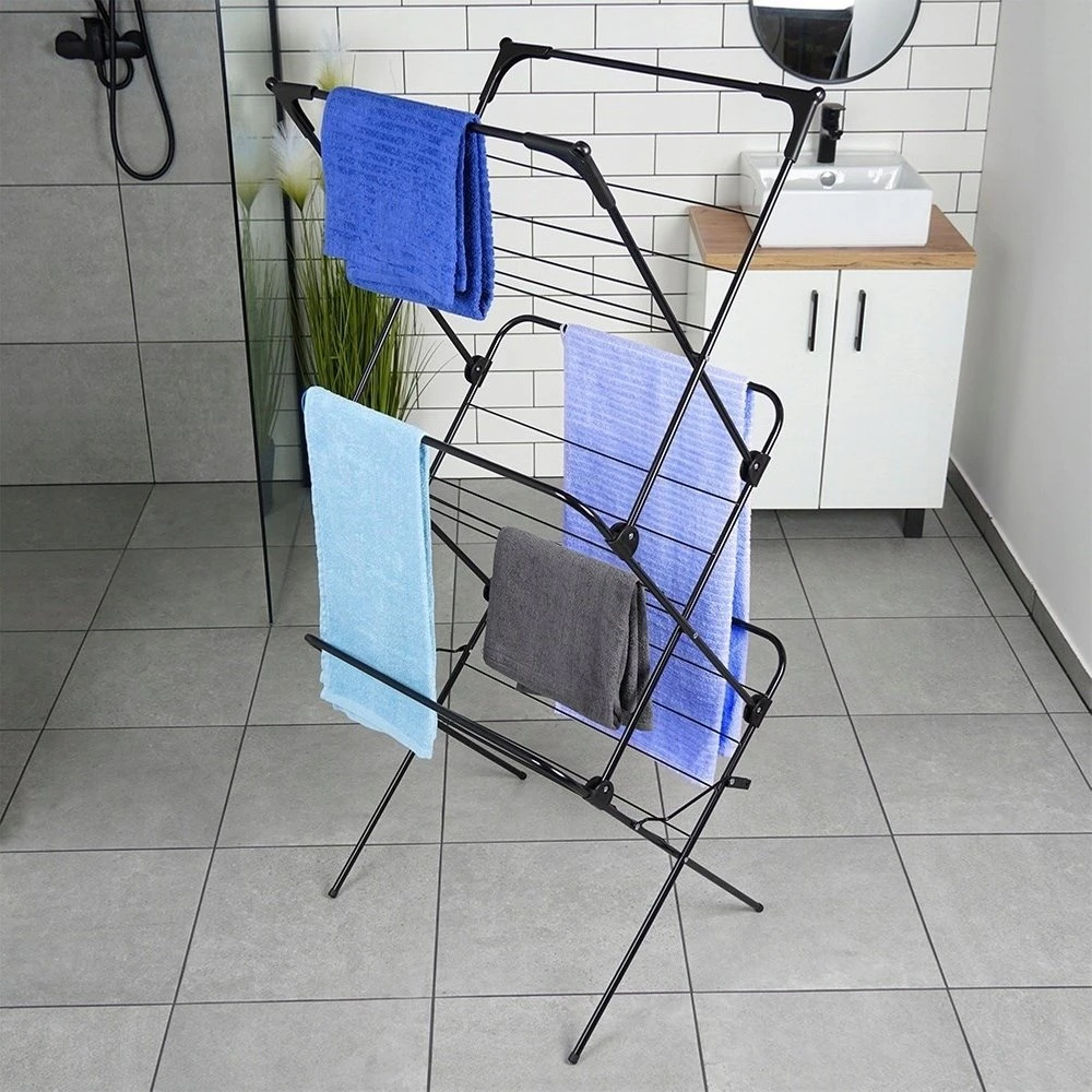 Skalbinių džiovyklė Vilde 61x58x136 cm, trijų lygių, juoda