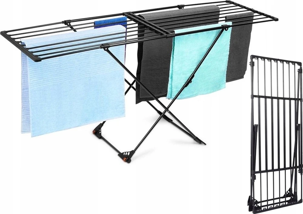 Vilde Skalbinių džiovykla metalinė juoda pailginama XXL 110-189 cm