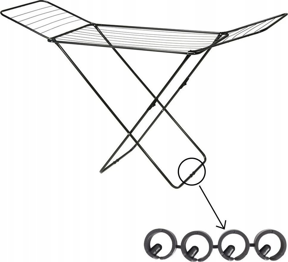 Vilde Drabužių džiovyklė 181 cm, sulankstoma, metalinė, juoda