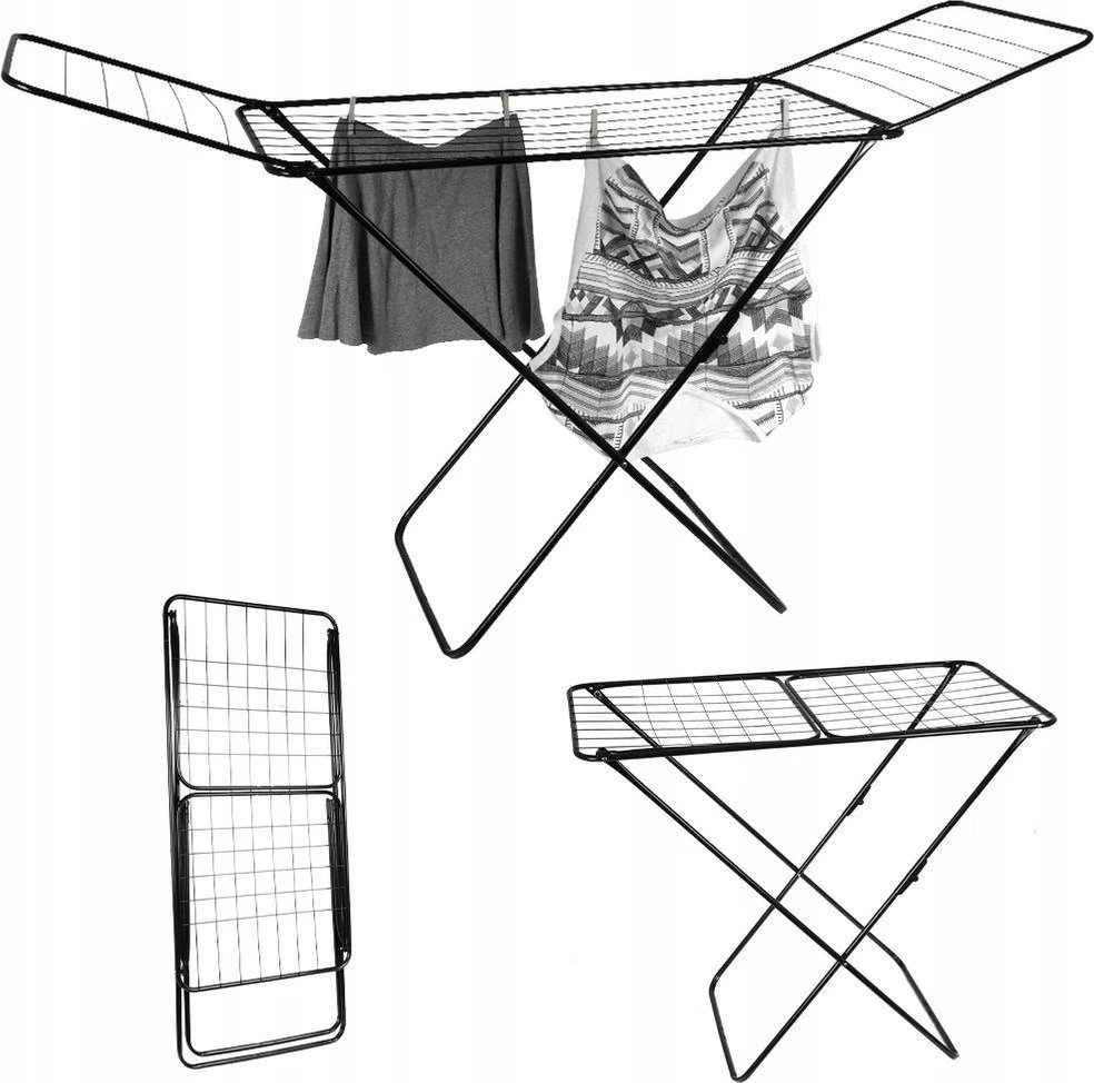 Vilde Drabužių džiovyklė 181 cm, sulankstoma, metalinė, juoda