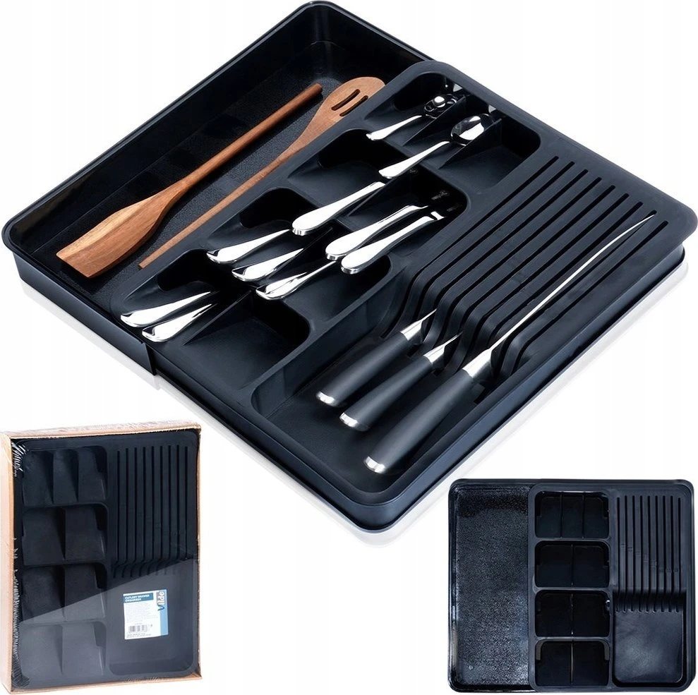 Virtuvės įrankių dėklas Vilde 40-45x31 cm, juodas