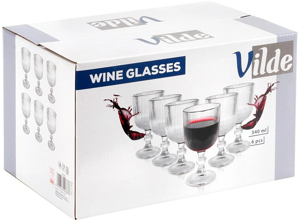 Stiklinės vyno taurės Vilde 340 ml 6 vnt.