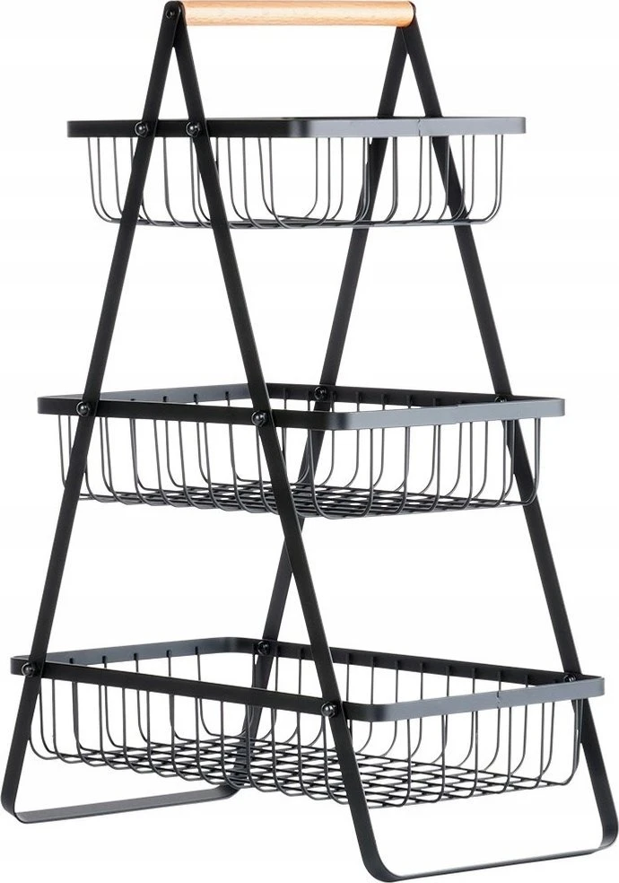 Trijų lygių metalinis vaisių ir daržovių krepšys Vilde, 34x17,5x46,5 cm