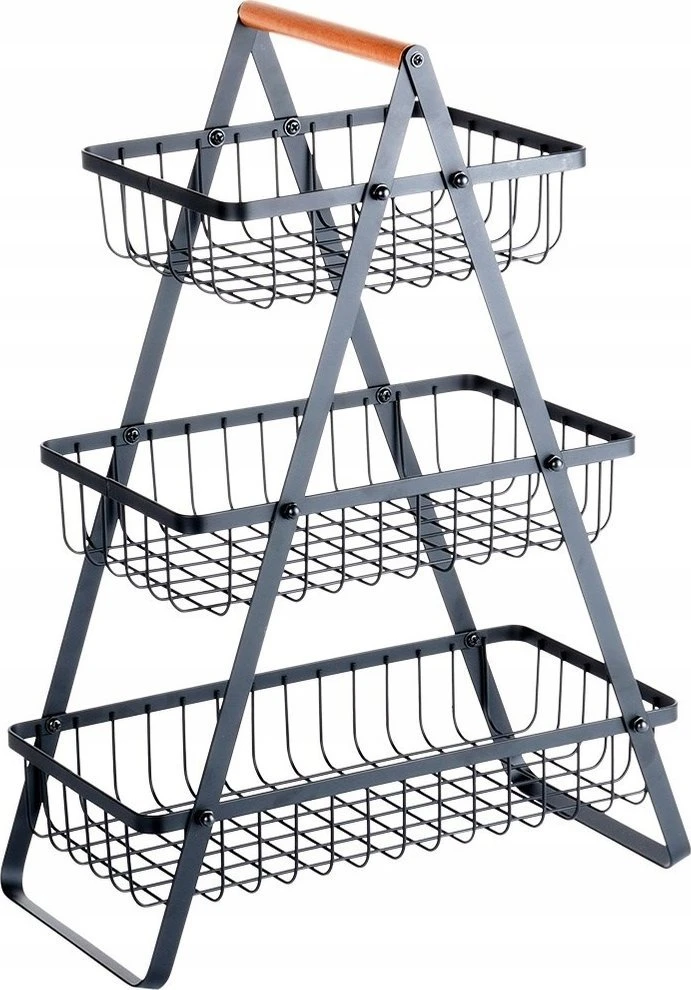 Trijų lygių metalinis vaisių ir daržovių krepšys Vilde, 34x17,5x46,5 cm
