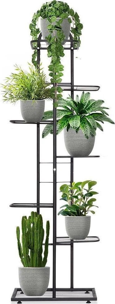 Vilde Juoda metalinis gėlių stovas 7 pakopų 138 cm