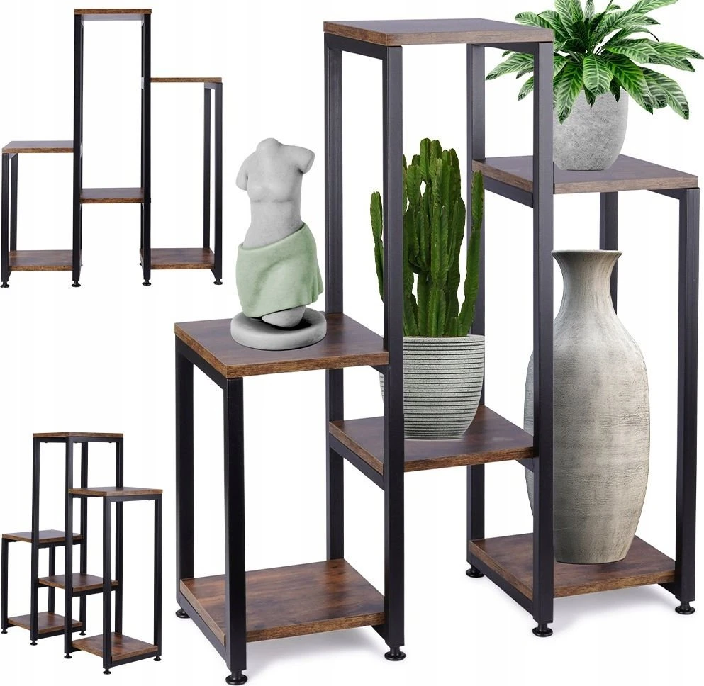 Vilde Gėlių stovas metalinis juodas 6 pakopų