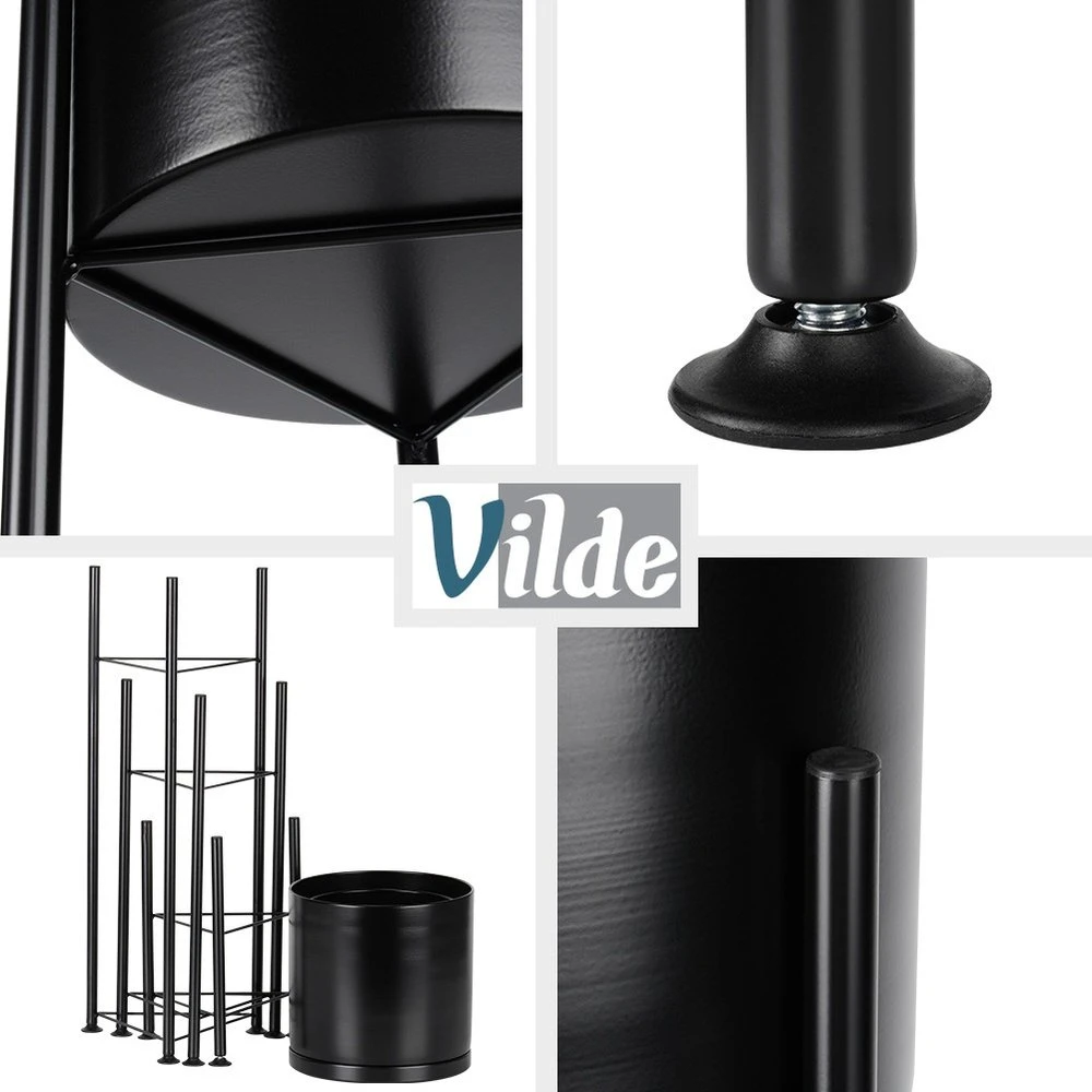 Vilde Trijų gėlių stovų rinkinys, metaliniai, juodi