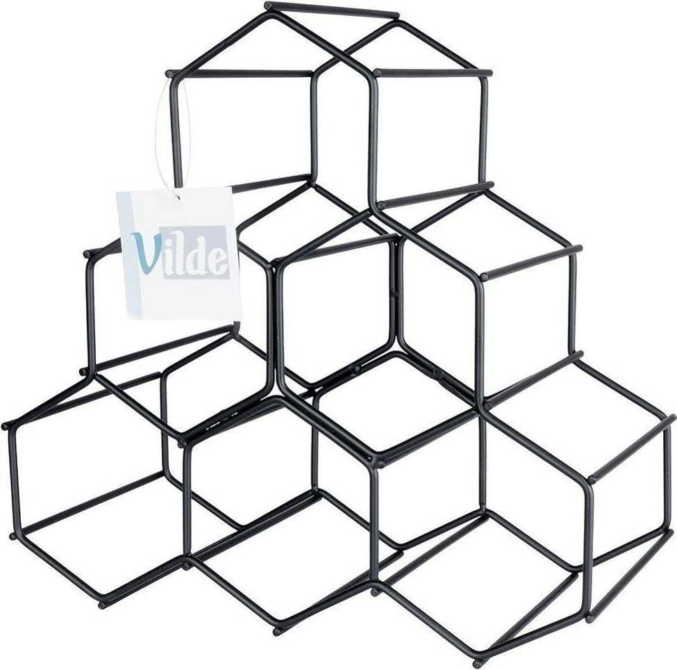 Vilde Vyno lentyna metalinas juoda 6 buteliai 29,5x28,5 cm