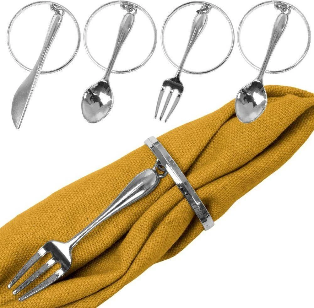 Vilde Metalinių sidabrinių servetėlių žiedų rinkinys 4 vnt. 4 cm