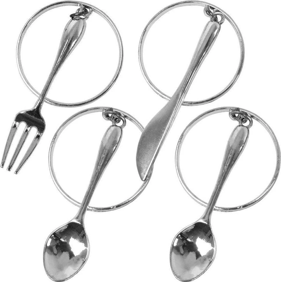 Vilde Metalinių sidabrinių servetėlių žiedų rinkinys 4 vnt. 4 cm