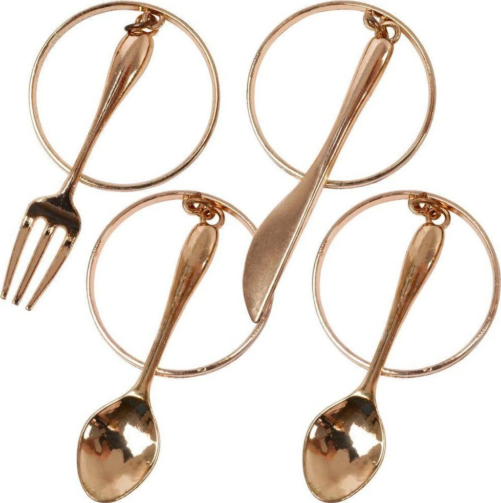 Vilde Metalinis servetėlių žiedas auksinės spalvos, 4 cm, 4 vnt.
