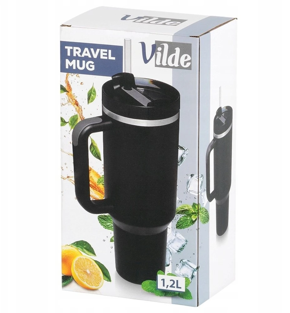 Vilde termo puodelis 1,2 l juodas su rankena