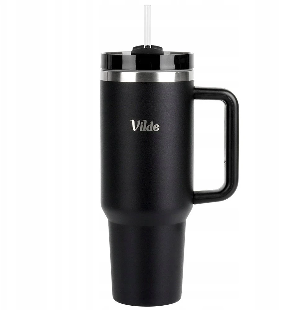 Vilde termo puodelis 1,2 l juodas su rankena