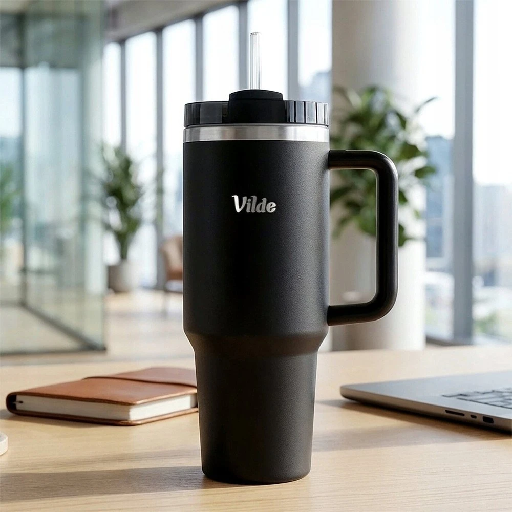 Vilde termo puodelis 1,2 l juodas su rankena