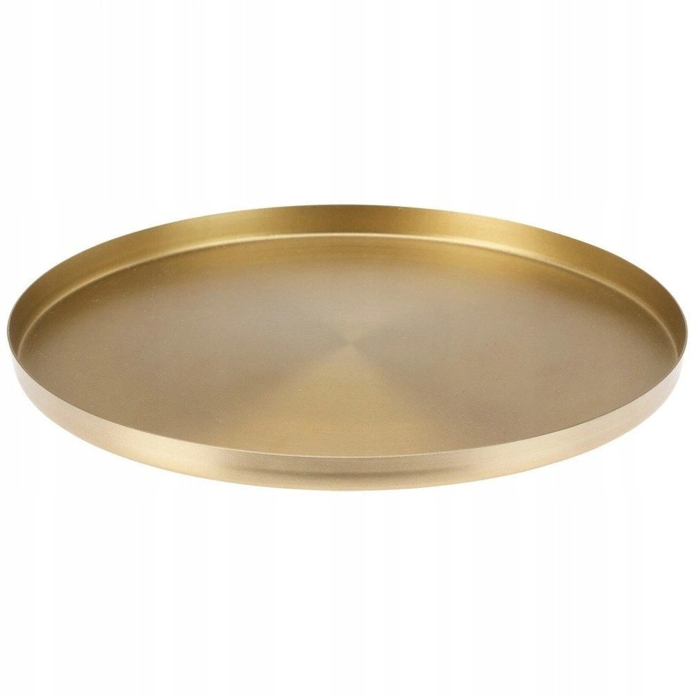 Vilde Dekoratyvinė lėkštė, dekoratyvinis padėklas, žvakidė, žvakidės formos padėkliukas iš metalo, aukso spalvos, 30 cm