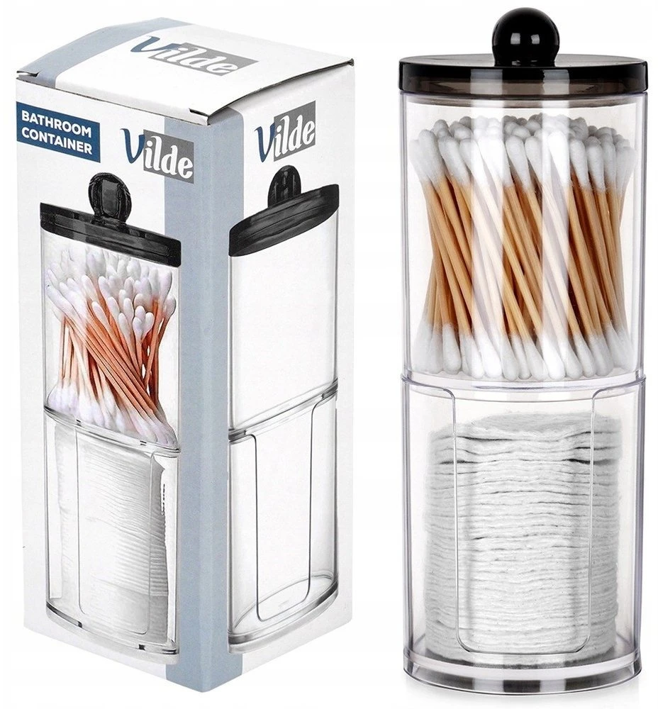 Dviejų lygių kosmetinių pagaliukų ir diskelių dėžutė Vilde