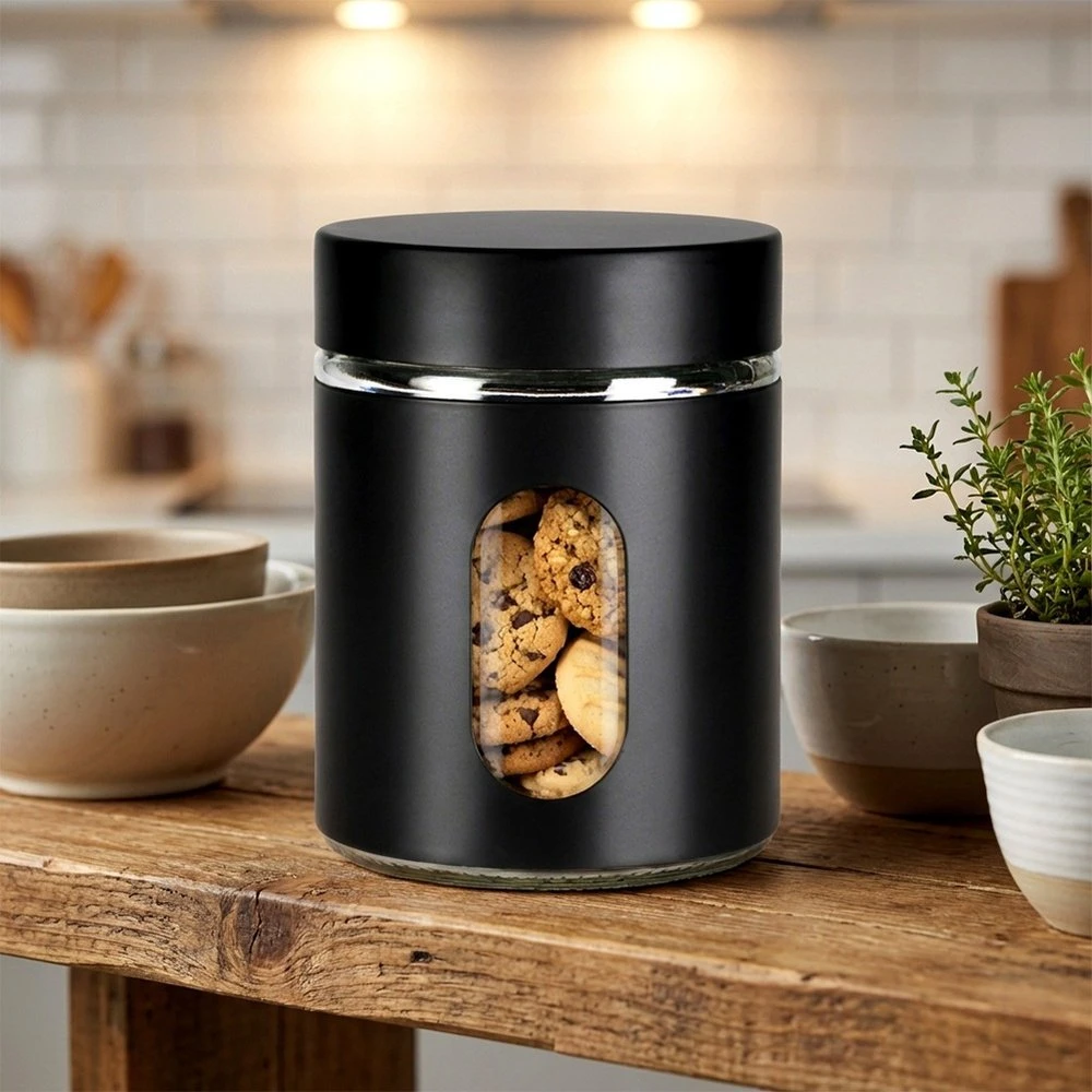Vilde Stiklinis indas produktams 650 ml; Juodas dangtelis