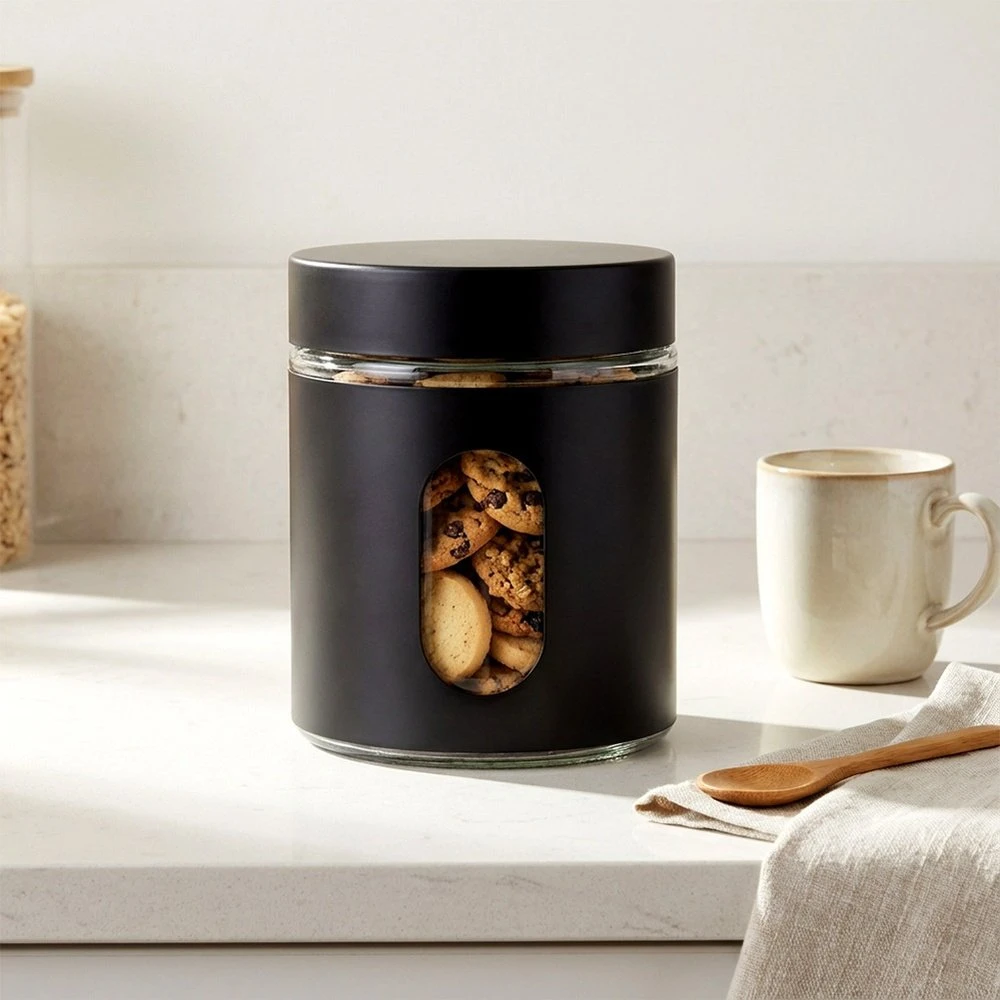 Vilde Stiklinis indas produktams 650 ml; Juodas dangtelis