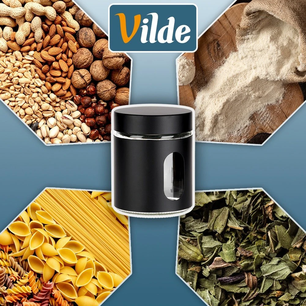 Vilde Stiklinis indas produktams 650 ml; Juodas dangtelis