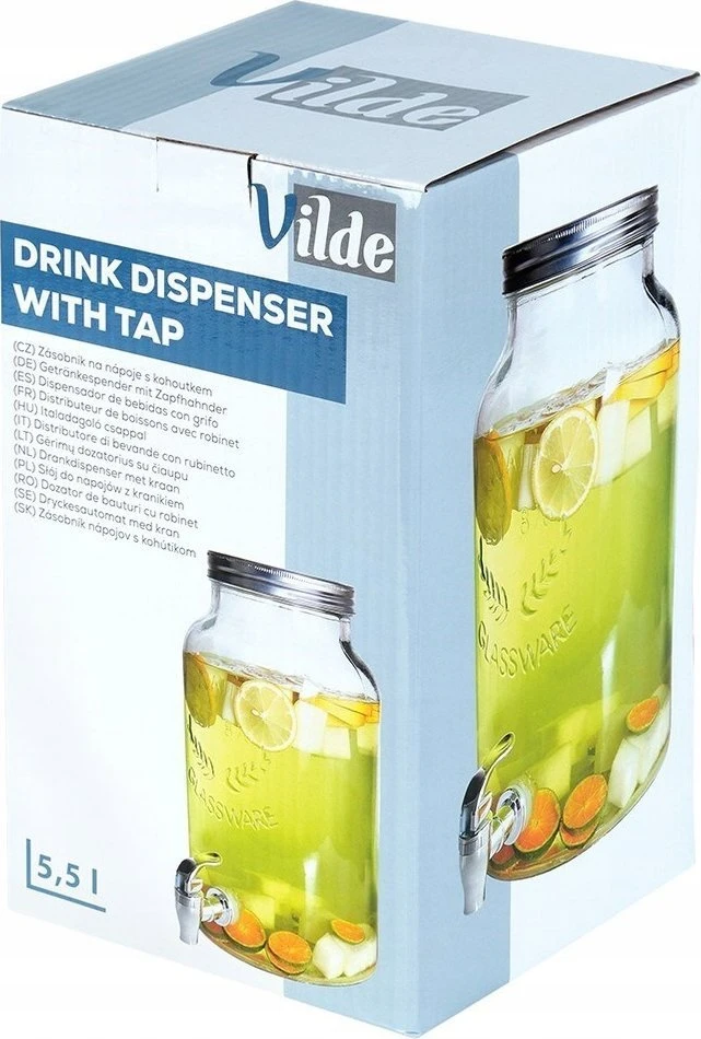 Vilde Gėrimų dozatorius su čiaupu, 6,2 l, stiklinis