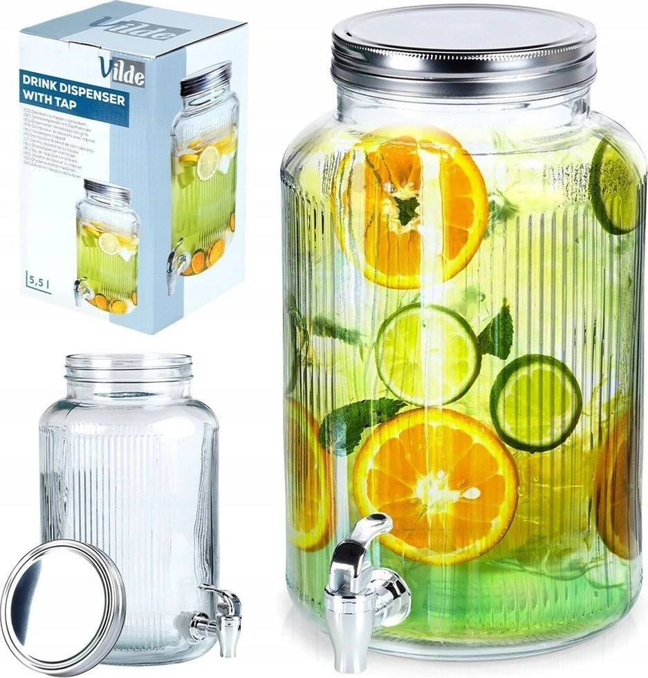 Stiklinis gėrimų dozatorius su čiaupu Vilde 6,2 l