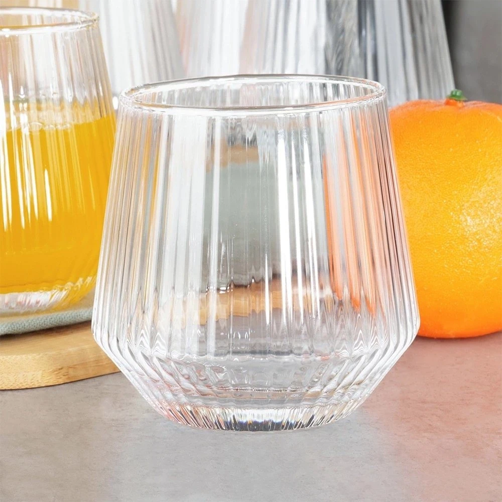 Stiklinės Vilde 350 ml, 6 vnt. iš rifliuoto stiklo