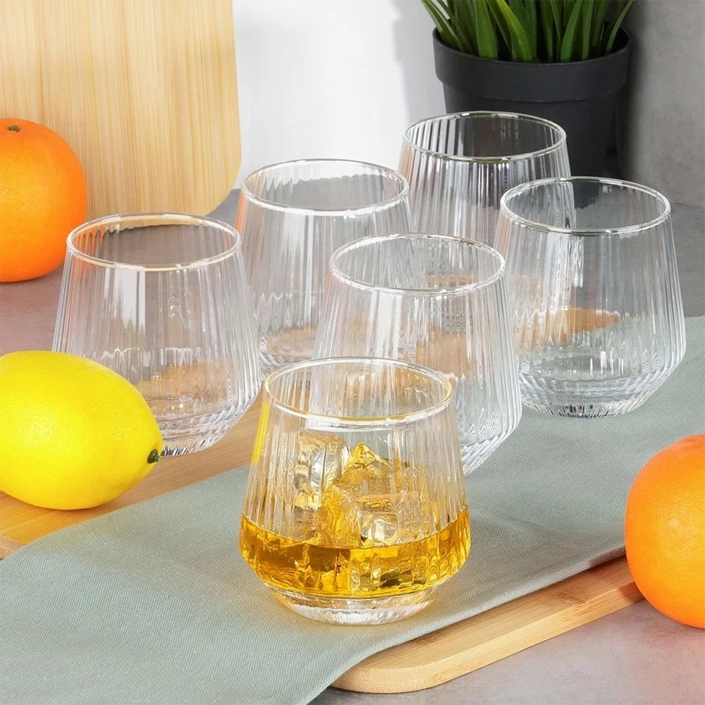 Stiklinės Vilde 350 ml, 6 vnt. iš rifliuoto stiklo