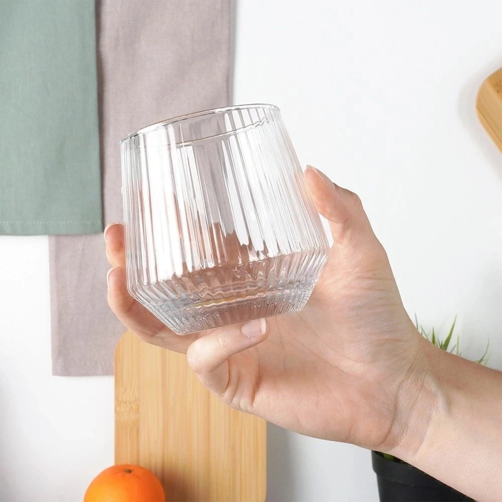 Stiklinės Vilde 350 ml, 6 vnt. iš rifliuoto stiklo