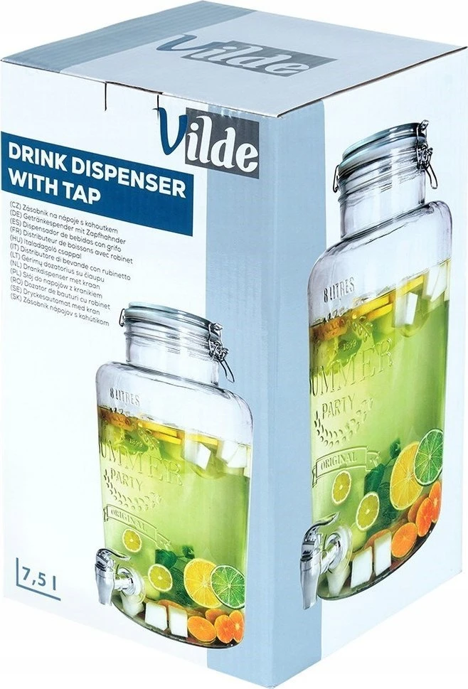 Gėrimų dozatorius su čiaupu Vilde, stiklinis, 8 l