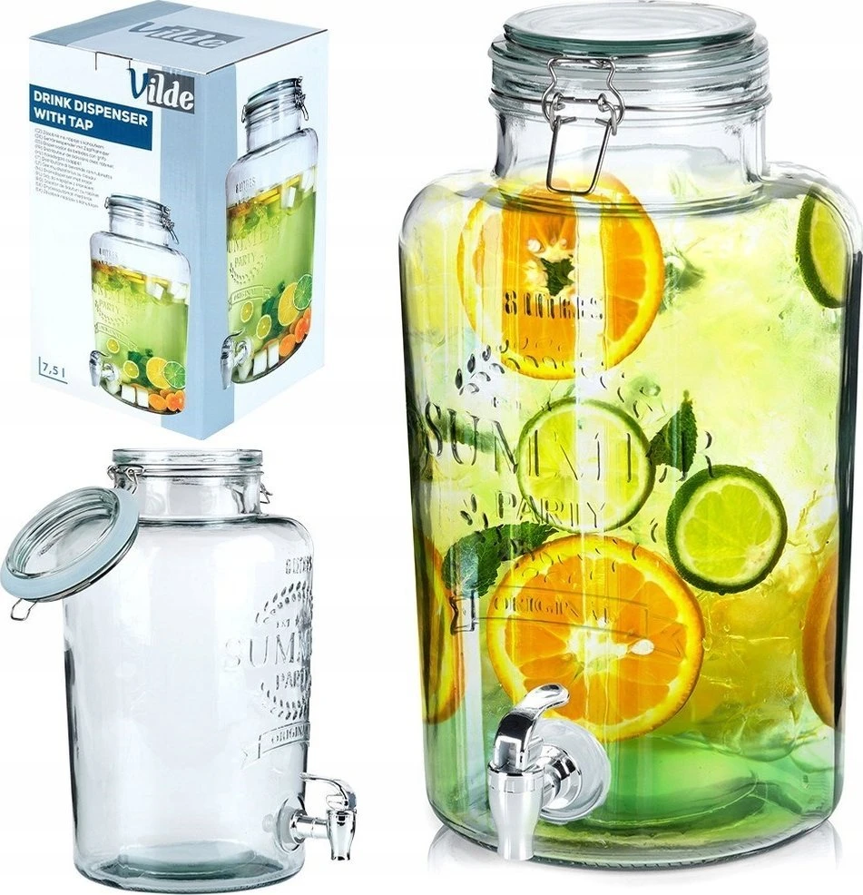 Gėrimų dozatorius su čiaupu Vilde, stiklinis, 8 l