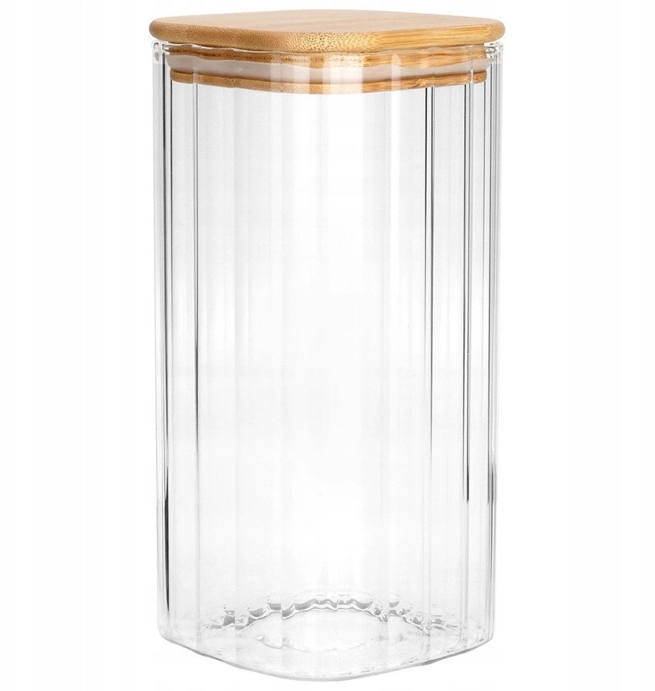 Stiklinis maisto produktų indas Vilde su bambukiniu dangteliu ir sandaria tarpine 1,6 l