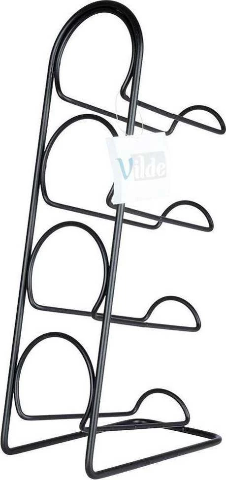 Vilde Vyno lentyna metalinas juoda 4 buteliai 21x43 cm