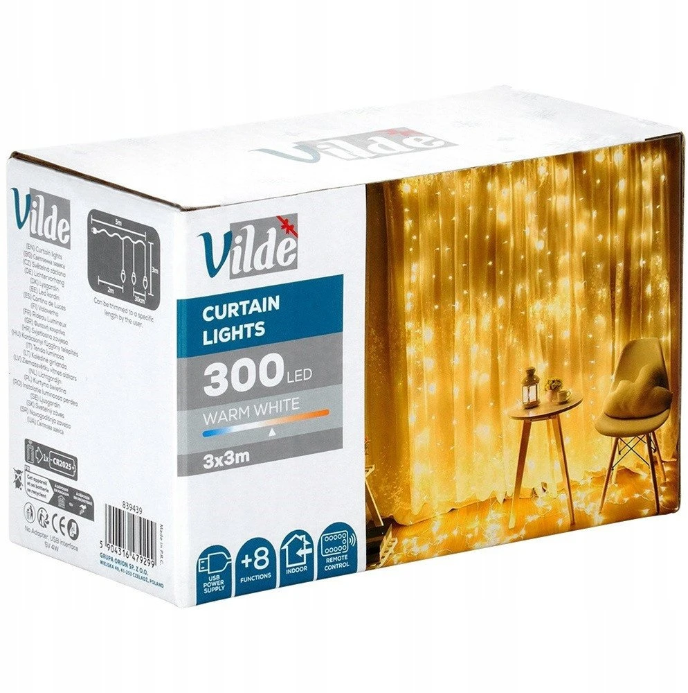 Girlianda- užuolaida Vilde su 300 LED, 3 m