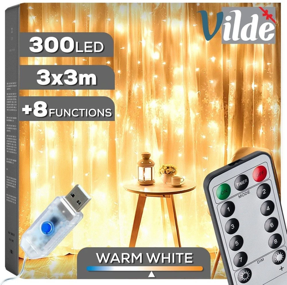 Girlianda- užuolaida Vilde su 300 LED, 3 m