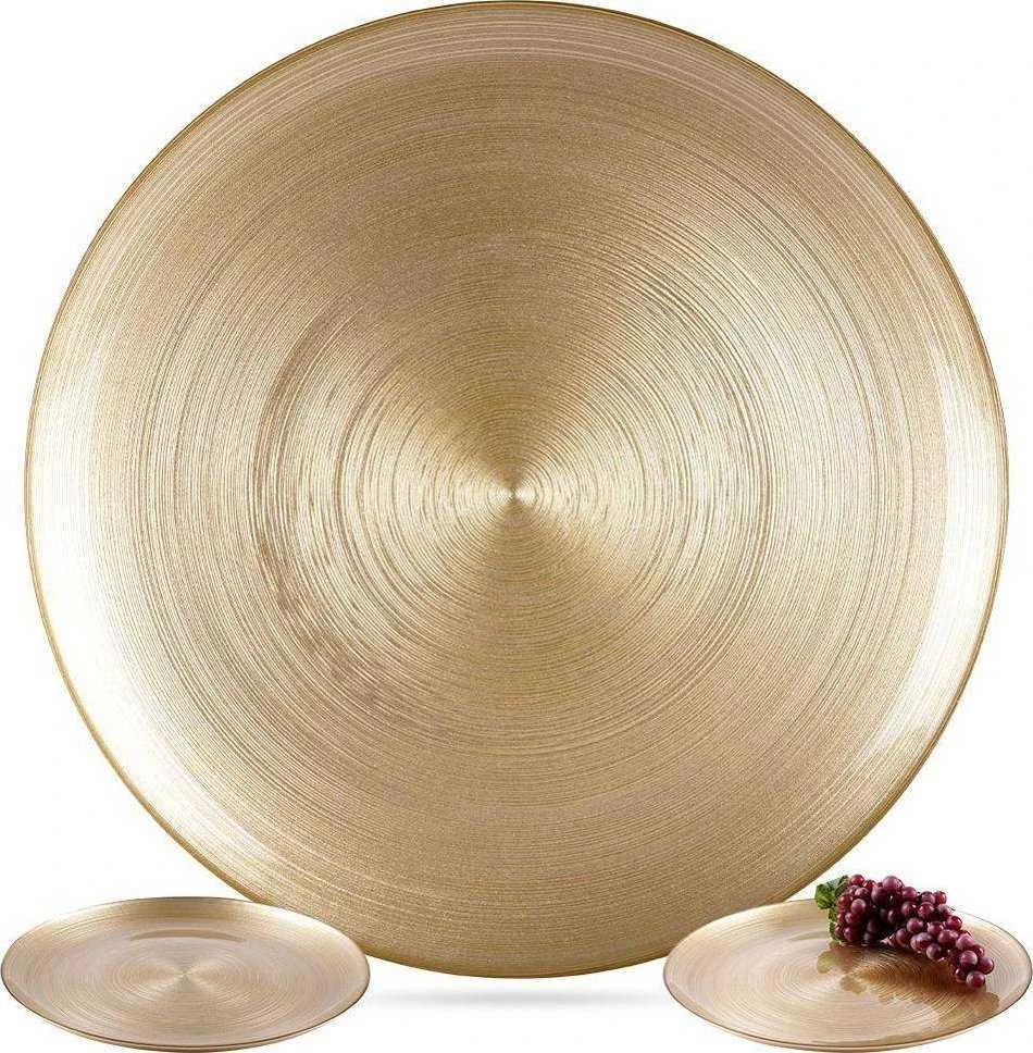 Vilde Stiklinė lėkštė 32,5 cm auksinė